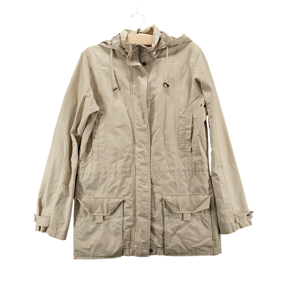 Eddie Bauer Women's Full Zip Hooded Jacket Tan Small Drawstring Waist